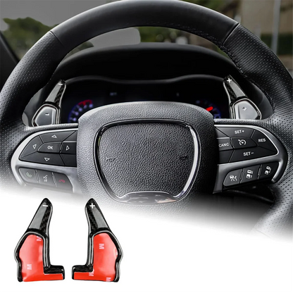 Carbon Fiber Steering Wheel Paddle Shifter Extensions Cover Trim for Dodge Challenger SRT Charger SRT Durango SRT ,Black