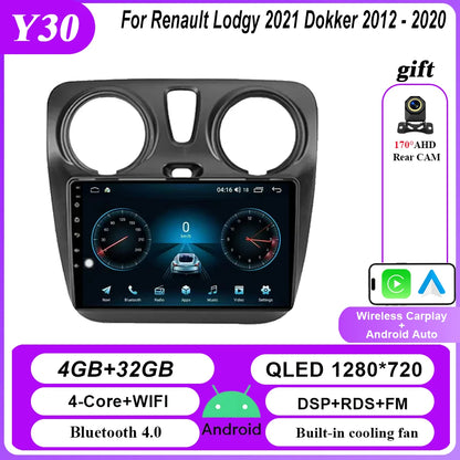 4G Carplay Android Auto Radio For Renault Lodgy 2021 Dokker 2012 - 2020 Auto Multimidia Player QLED Screen 2din Stereo Head Unit