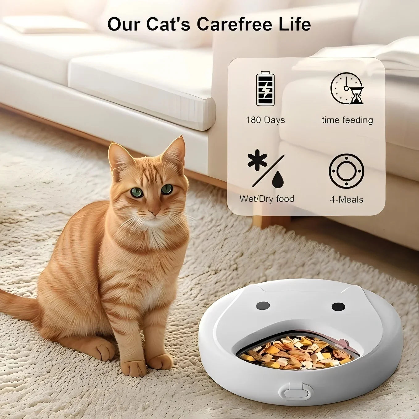 Automatic Pet Feeder Smart Cat Food Dispenser For Wet & Dry Food Kibble Dispenser Auto Feeder For Cat with 2 Ice Packs