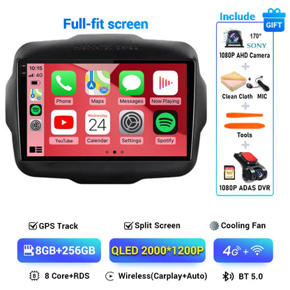 Android 15 Carplay Auto 4G DSP Car Radio Video Multimedia Player For Jeep Renegade 2016 2017 2018 2019 2020 Autoradio GPS Stereo