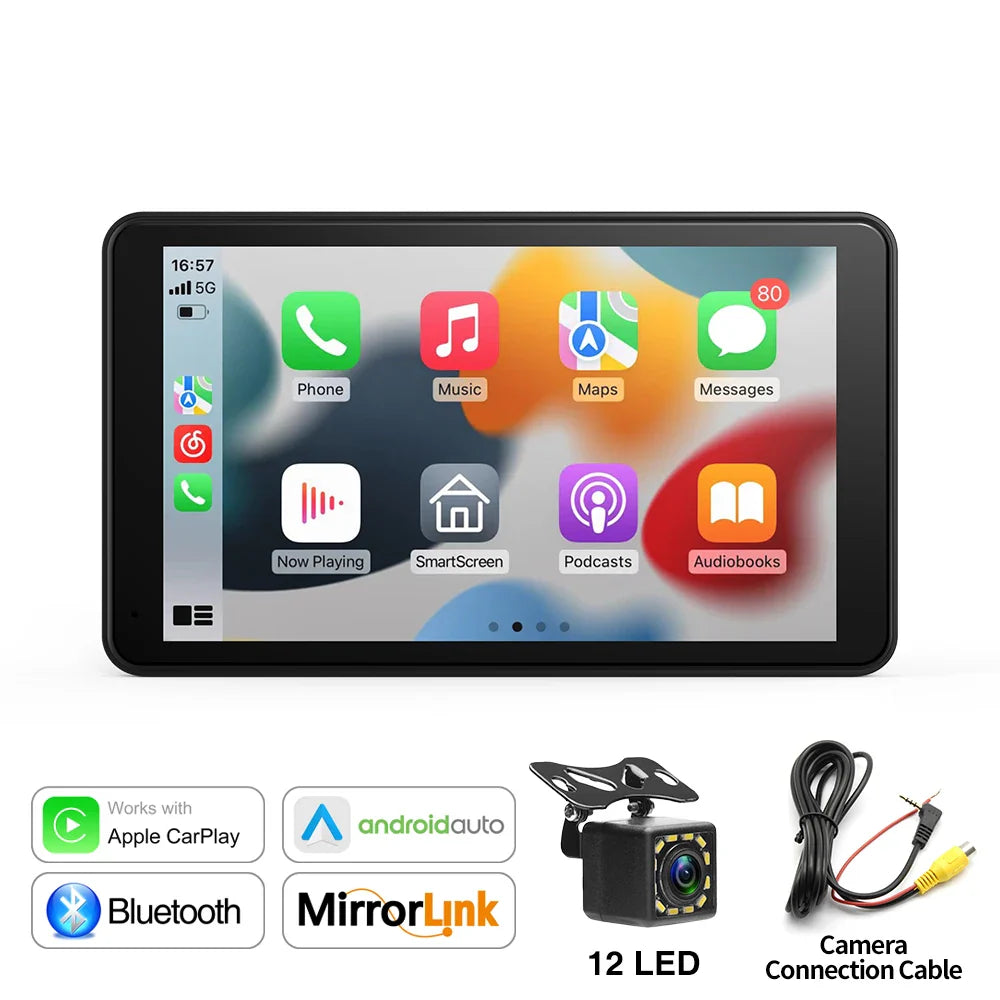 GrandNavi Universal 7inch Portable CarPlay Android Auto Car Radio Multimedia Video Player Touch Screen Bluetooth With AUX USB