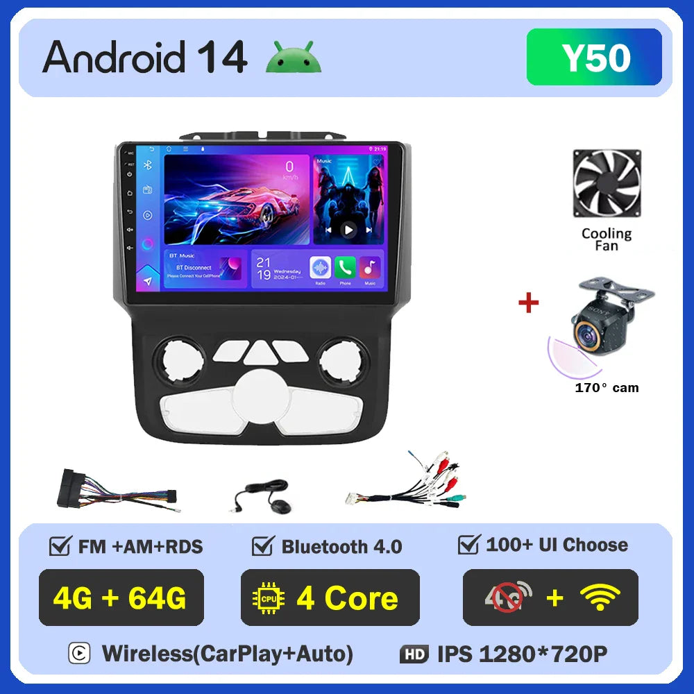 For Dodge Ram 1500 2500 3500 (2013-2019) Carplay Auto Screen Wireless Android Auto Car Intelligent Systems AutoMotive 8 Core DSP