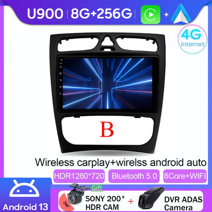 Android 14 wifi+4G Carplay BT Car Radio For Benz W203 W209 C180 C200 C220 C230 2004-2011 Navigation GPS Video Player Multimedia