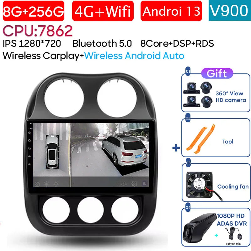 Car Android 14 For Jeep Compass Patriot 2010 - 2017 Auto Radio Multimedia Player Autoradio Stereo GPS Navigation Carplay No 2din