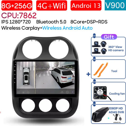 Car Android 14 For Jeep Compass Patriot 2010 - 2017 Auto Radio Multimedia Player Autoradio Stereo GPS Navigation Carplay No 2din