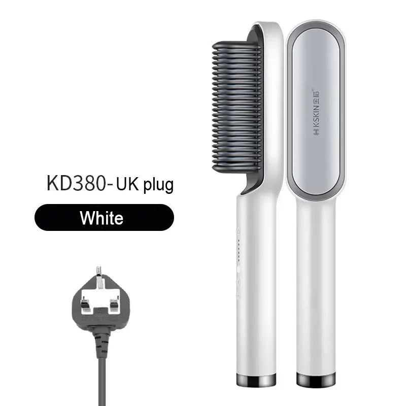 2in1 Hair Styler Straightening  Hot Comb Fast Heated Ceramic Negative Ion Curler Straightener Brush Anti-Scalding Styling Tools