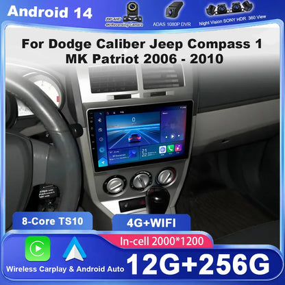 Android Car Radio Multimidia Player For Dodge Caliber Jeep Compass 1 MK Patriot 2006 - 2010 Auto GPS Navigation Carplay 2din DVD