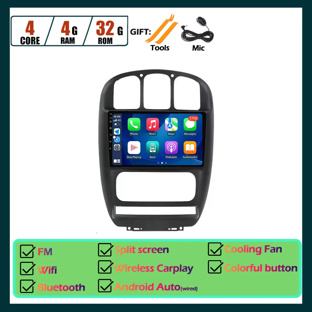 Wireless Carplay Android Auto Screen For Chrysler Voyager Rg Rs Town  & Country Rs 2000-2007 Multimedia Player Stereo Tools 4G