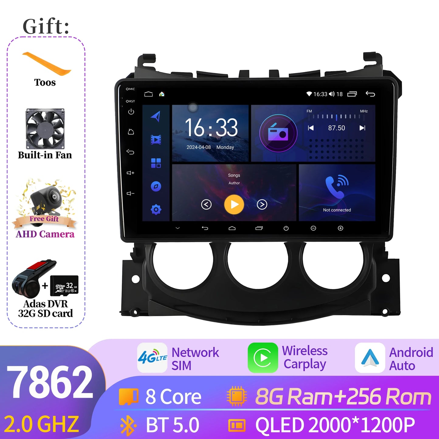 For Nissan 370 Z 370Z 2009-2012 Car Radio Multimedia Player Navigation 4G Wireless BT CarPlay Android 14 7862S 2K QLED Screen