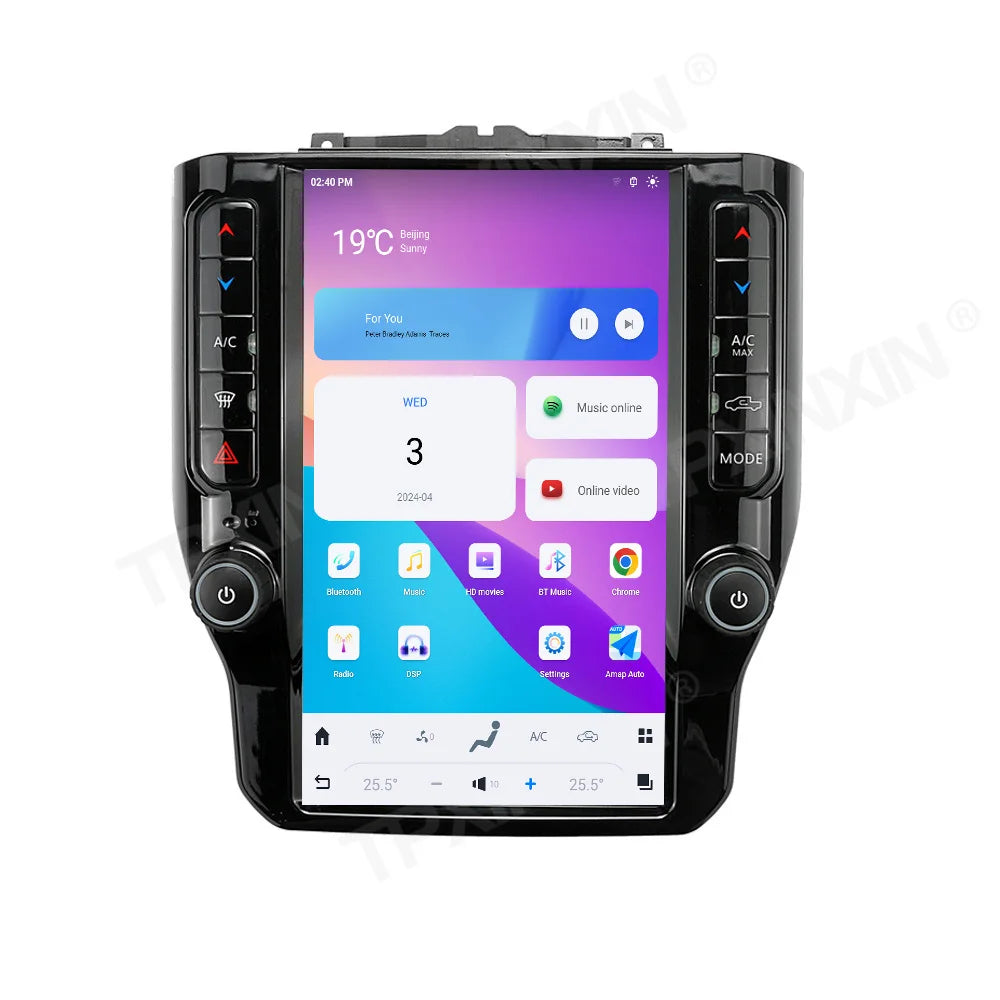 12.1 " Android Auto Carplay For Dodge Ram 1500 2500 3500 4500 2008-2019 2020 2021 2022 2023 2024 Car Radio Multimedia Head Unit