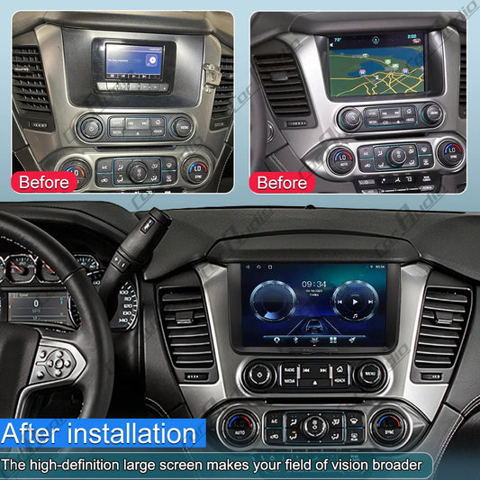9 INCH BIG SCREEN 8 CORE ANDROID13 CAR GPS MULTIMEDIA WITH CAR PLAY FOR GMC Yukon Chevrolet Tahoe Suburban Denali 2015 2016-2019