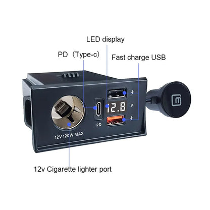 For Toyota Camry Car Charger Cigarette Lighter Splitter Sockets Modification Fast Cell Phone Charging Adapter Parts 2007-2018