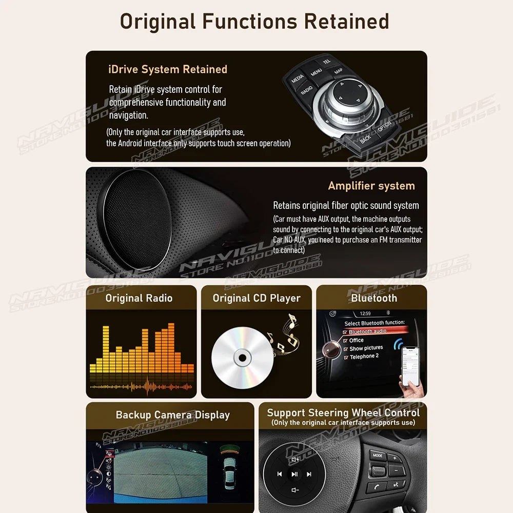 NAVIGUIDE 14.9'' Wireless CarPlay Auto For BMW X5 F15 X6 F16 2014-2017 NBT EVO System Car GPS Navi Multimedia Player Android 14