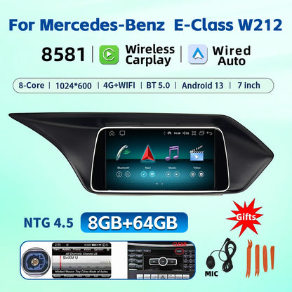 7 Inch Carplay Android 13 Auto Car Intelligent Systems For Mercedes Benz E Class W212 A207 X204 DSP Stereo Touch Screen