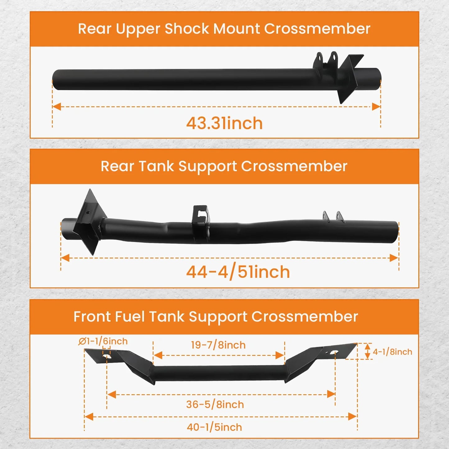 3PCS Front and Rear Fuel Tank Support Crossmember Upper Shock Mount Crossmember for Chevy Silverado 1999 2000 2001-2006