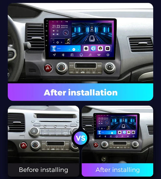 Android 14 Carplay Car Radio For Honda Civic 2005-2012 LHD RHD Auto Multimedia Player Auto Radio GPS Navigation Head Unit No DVD