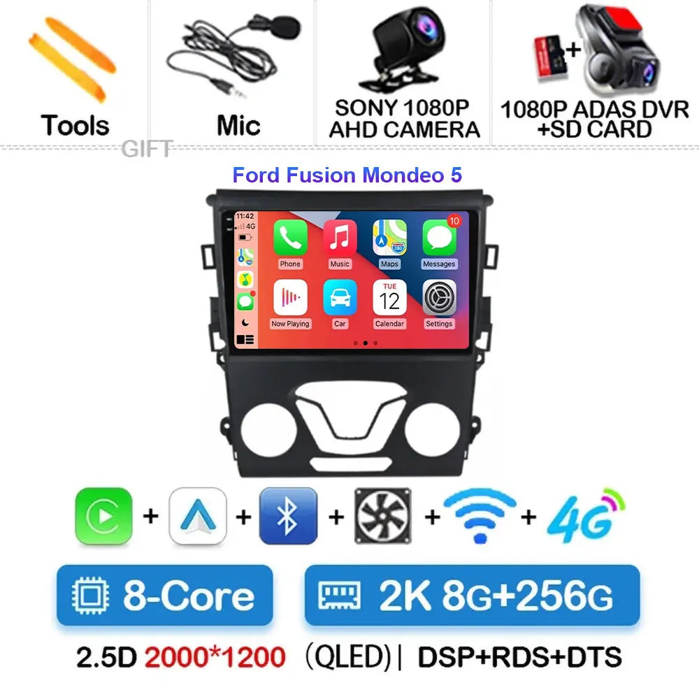 Android 15 Carplay Auto 4G WIFI GPS For Ford Mondeo 5 Fusion 2012-2019 Car Radio Multimedia Player Video Stereo Head Unit 2din