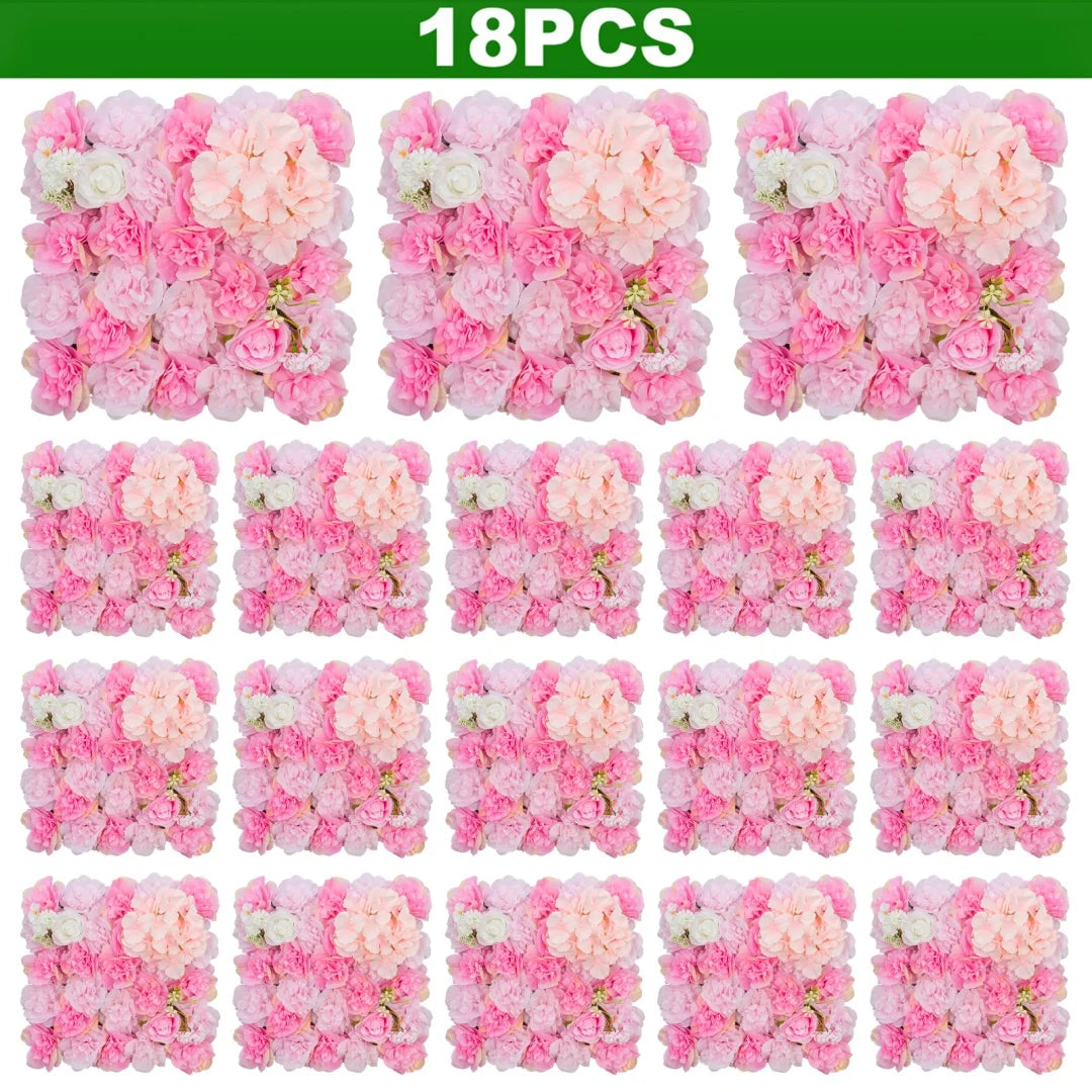 18pcs 3D Flowers Wall Backdrop16.5* 16.5Inch  Artificial Silk Roses Panels Home decoration Floral Ideal for Wedding Celebrations