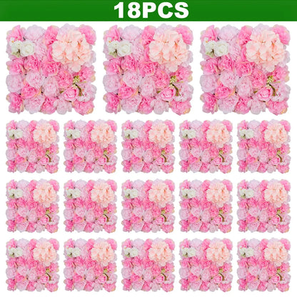 18pcs 3D Flowers Wall Backdrop16.5* 16.5Inch  Artificial Silk Roses Panels Home decoration Floral Ideal for Wedding Celebrations