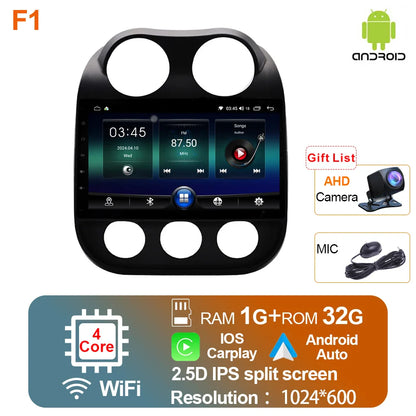 2 Din Car Radio Android 13 For JEEP Compass 2009 - 2016 Multimedia Video Player Carplay Auto Stereo GPS Navigation Autoradio DSP