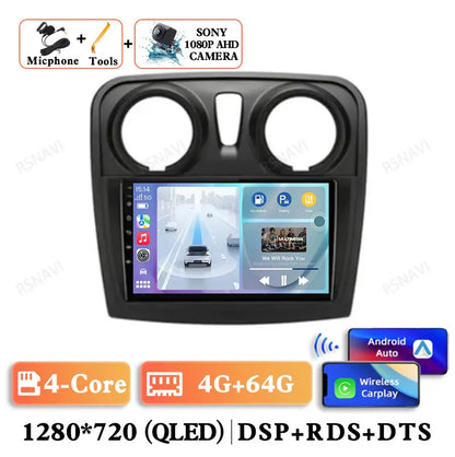Android 15 For Renault Logan 2 Sandero 2 2012 - 2019 Stereo Qualcomm 5G WIFI DVD DSP QLED Head Unit Viedo Player Autoradio GPS