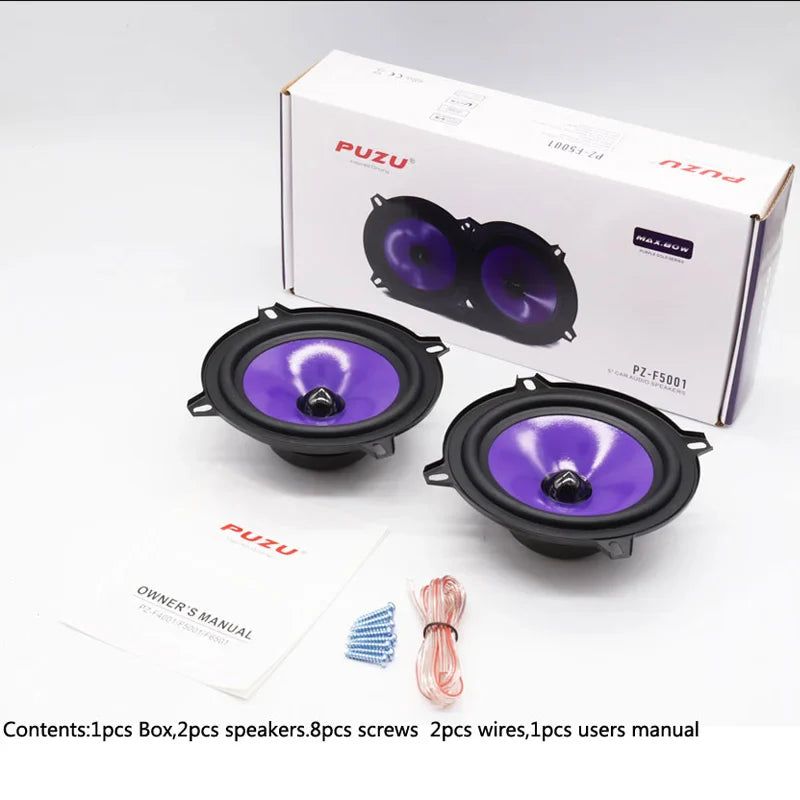 2pcs 5 Inch 80W Full Range Frequency Car Audio Speaker Heavy Mid-bass Ultra-thin Modified Speaker  Non-destructive Installation