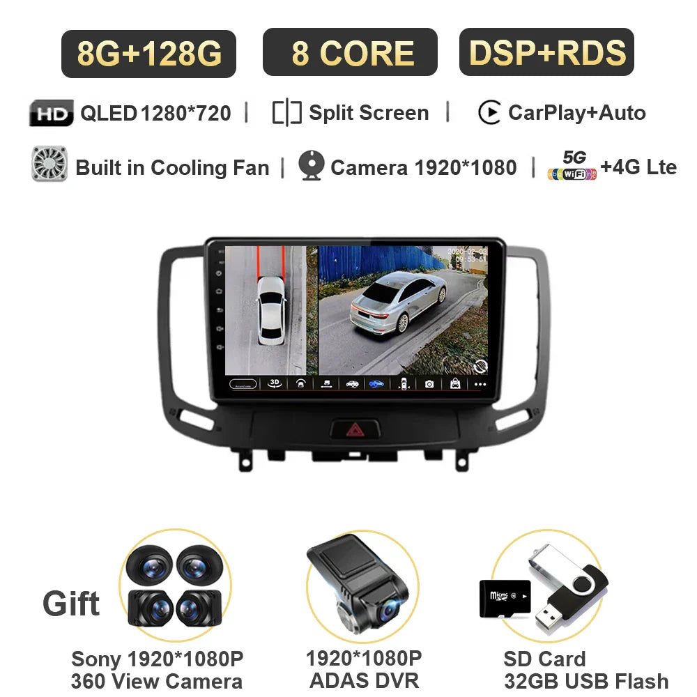 12G+256G  For Infiniti  G4 G25 G35 G37 2006 - 2013 Car Radio Multimedia Video Player Navigation GPS Android Carplay No 2 Din DVD