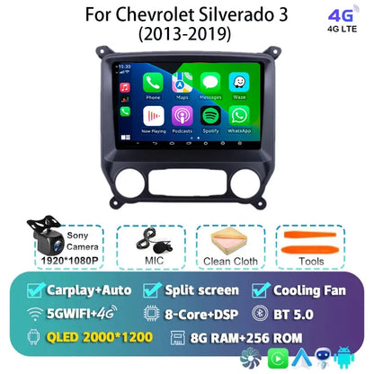 Android 14 Carplay Auto Car Radio Multimedia For Chevrolet Silverado 3 GMTK2 2014 2015 2016 2017 2018 Autoradio Stereo Head Unit