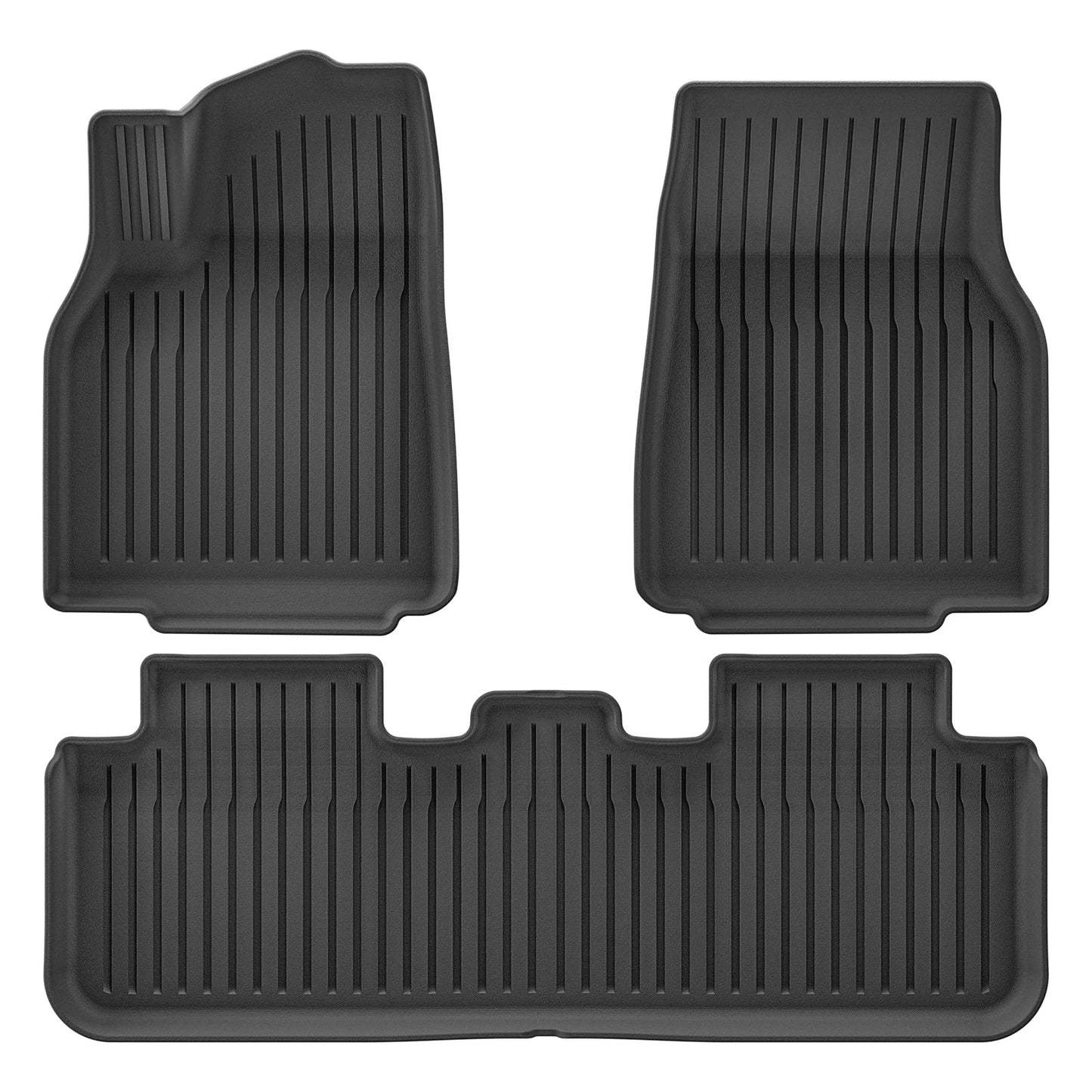 LUCKEASY for New Tesla Model Y 5seats Launch 2025+ Juniper TPE Floor Mats Cargo Liner Trunk Mats Backrest Pad Protection Black