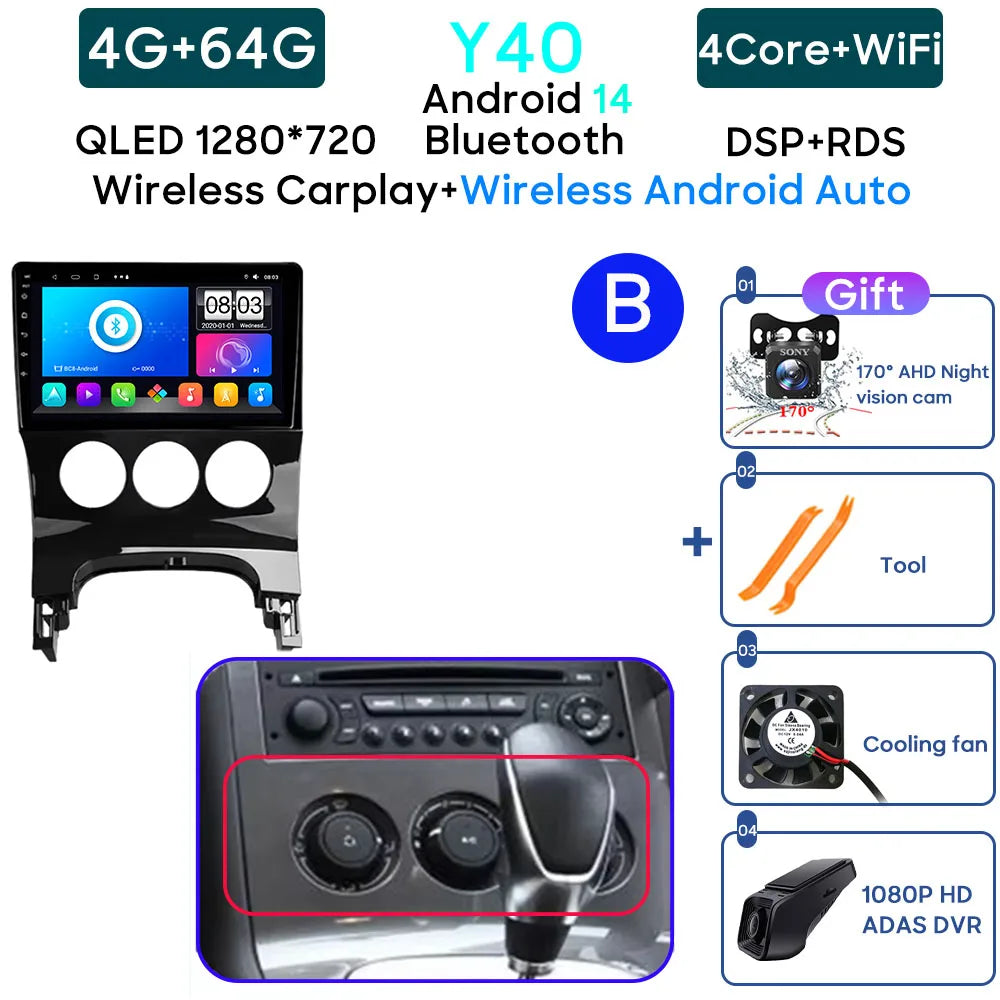 Car Radio Android 14 For Peugeot 3008 5008 2009-2016 LHD Navigation GPS Android Stereo Multimedia Player Screen No 2din 4G Wifi