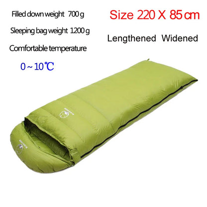 Size 220X85cm Lengthening And Widening Suitable For Tall People Good Quality White Goose Down Thermal Sleeping Bags Camping