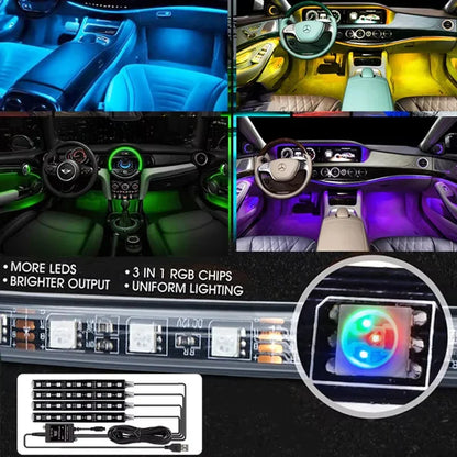 Car Interior RGB LED Strip Lights – Smart APP, Music Sync, Flexible Glow – Your Ultimate Ambient Decoration