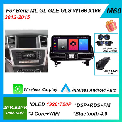 Android 14 Radio For Mercedes Benz ML GL GLE GLS W166 X166 2012-2019 12.3” 4.5NTG 5.0NTG Car Raido Multimedia Video Player GPS