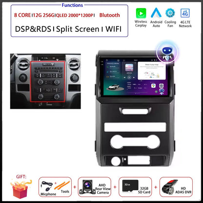 For Ford F150 P415 Raptor 2008 - 2014 Car FM/AM DSP 4G Android OS Carplay Auto WIFI  Radio Stereo Multimedia Player 2din BT 5.0