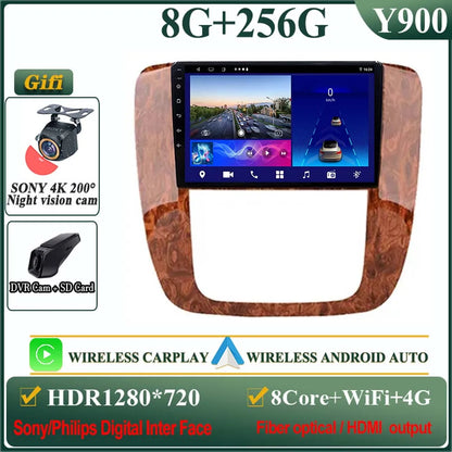 Android 14 Car For GMC Yukon Chevrolet Tahoe Suburban 2008-2012 GPS Navigation Multimedia Player Stereo Head Unit QLED Screen