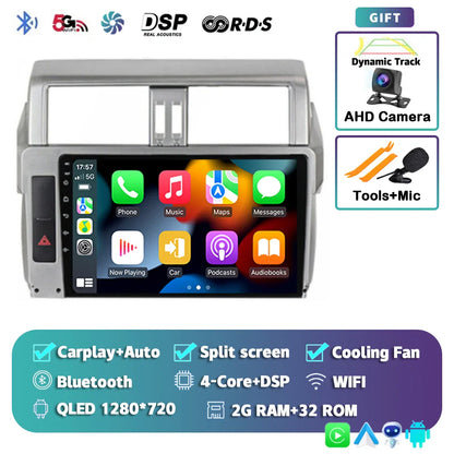 Android 14 For Toyota Land Cruiser Prado 150 2013 - 2017 2K QLED Android Car Radio Multimedia Video Player GPS Stereo CarPlay 4G
