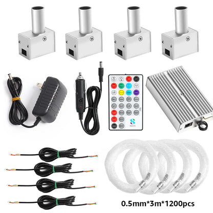 16W 4-Head Starry Sky Lamp Split Machine 840Pcs Fiber Optic RGBW Meteor Headliner Car Roof Starlight  APP/RF Remote Music Mode