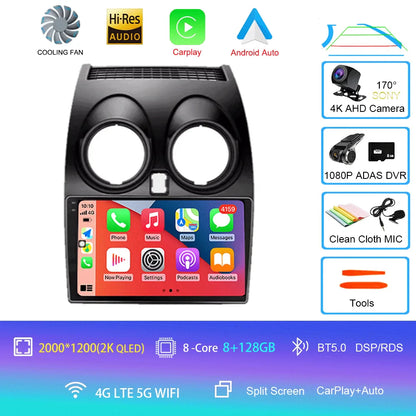 Android 14 2 DIN untuk Nissan Qashqai 1 J10 2006-2014 Radio Mobil Navigasi Pemutar Multimedia DVD Carplay Stereo Speaker Unit Ke