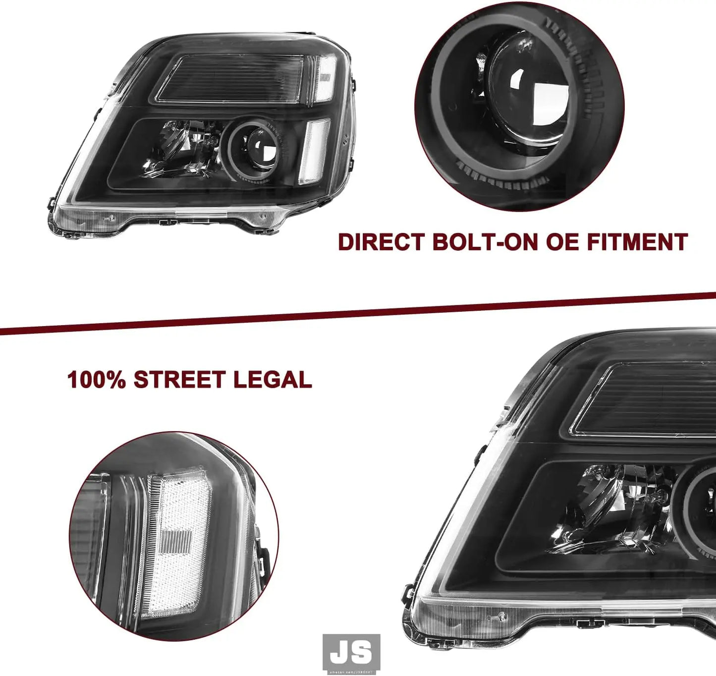 Halogen Headlights Assembly Fits for 2010-2015 GMC Terrain SUV SL/SLT/SLE Bulbs Included Projector Factory Headlamp Driver & Pas