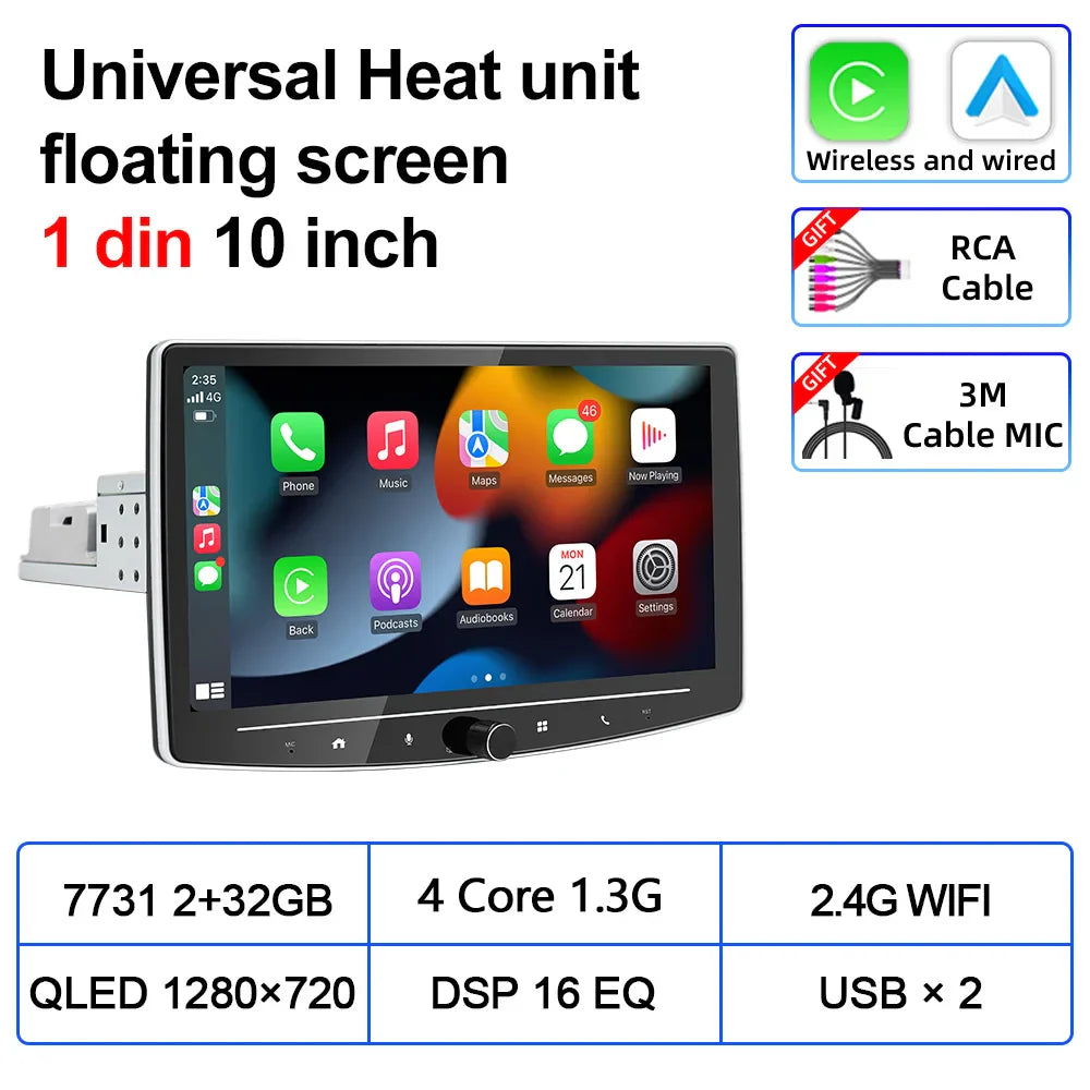 VATAV Android 13 1Din Floating screen Universal Multimedia AI voice Carplay Auto Stereo Radio Palyer Head Unit For Toyota Nissan