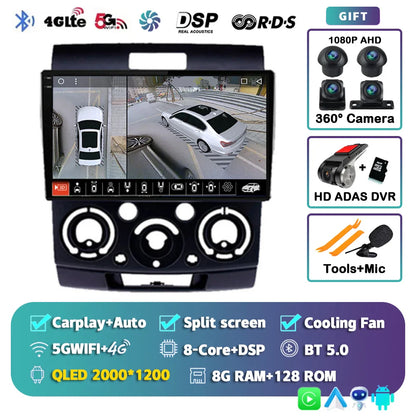 Android 14 Car Radio For Ford Everest Ranger Mazda BT50 BT-50 2006 2007 2008 - 2010 Multimedia Video Unit Head Player Stereo GPS