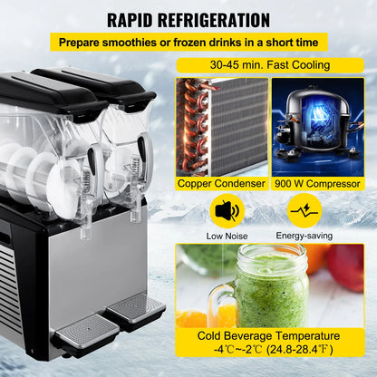 VEVOR 10L 20L 30L Slushie Machine Commercial Ice-Cool Juice Smoothie Slush Maker Frozen Drink Dispenser Vending Machine for Home