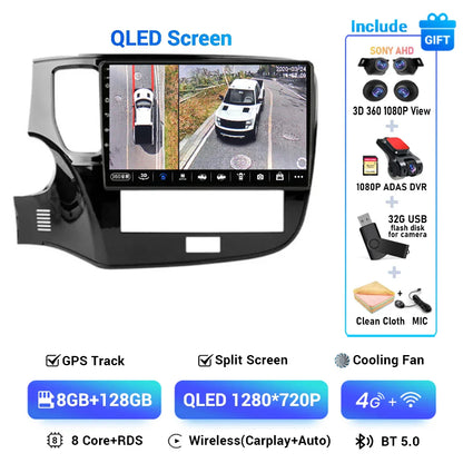 Android 14 CarPlay Auto Car Radio For Mitsubishi Outlander 3 III GF0W GG0W 2018 2019 2020 2021 Multimidia Video Player Stereo 4G