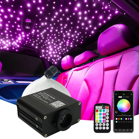 DC12V Car Starry Sky Car Fiber Optic Light  APP 16W RGBW Twinkle Car Roof Fiber Optic Light Star Roof Interior Atmosphere Light