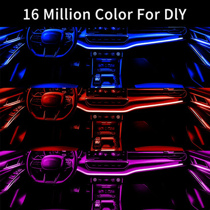 Interior Car LED Strip Lights APP Control, 5 in 1 RGB 16 Million Customized Colors Ambient Lighting Kit with 236 inches Fiber