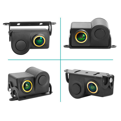 QMKJ 180 Degree 1080P Car Video Parking Sensor Rear View Visible Radar Detector System Night Vision Waterproof Reverse Camera