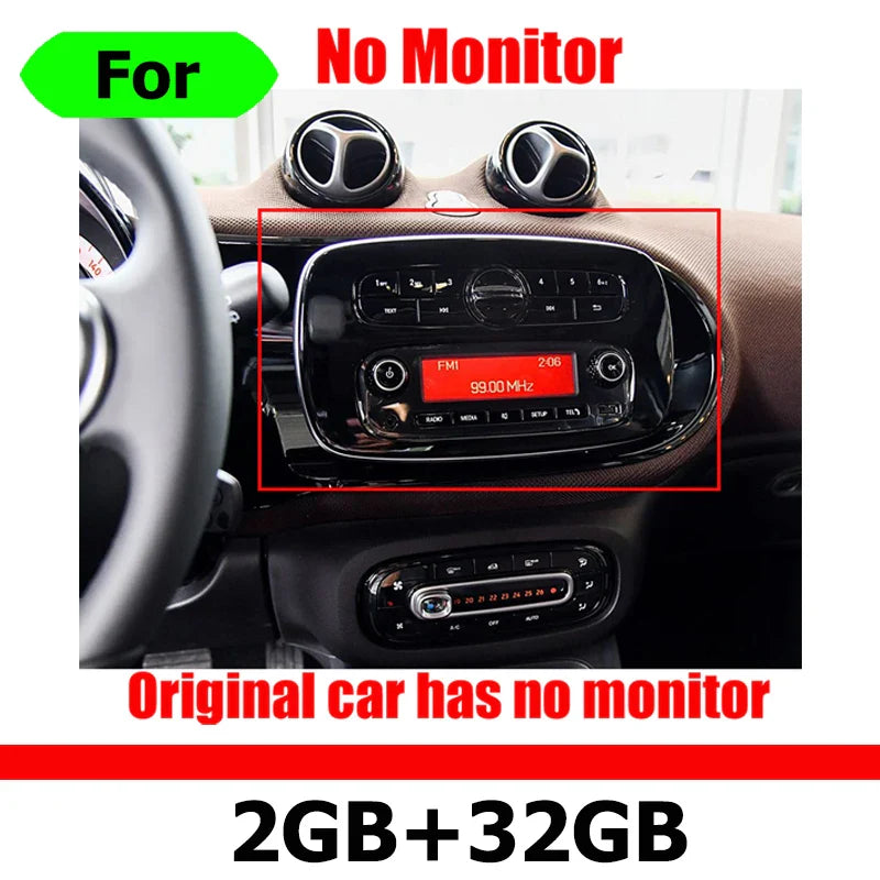 8“ Android 14 CarPlay GPS Navigation Player Head Unit For Mercedes Benz Smart 453 Fortwo Forfour 15-19 Radio Stereo Multimedia