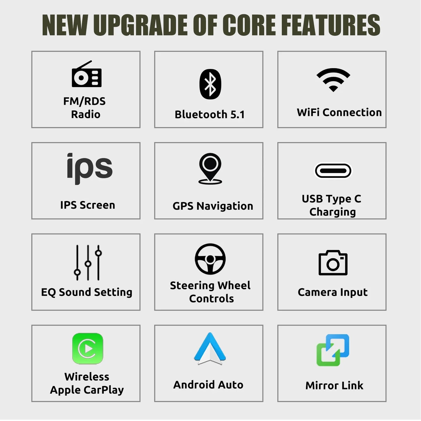 ESSGOO 6.86" Android 14 4+64G Universal Single DIN Car Stereo Radio CarPlay Android Auto BT USB SWC Wifi FM GPS Navi Mirror link