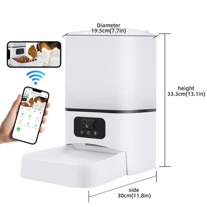 6L intelligent automatic cat feeder with night vision camera dry food video pet intelligent voice recording, cat and dog feeder