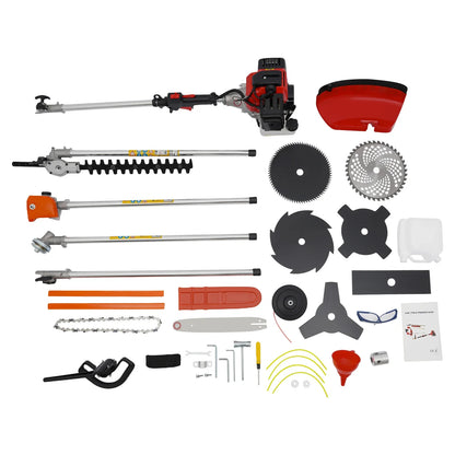 52cc Hedge Strimmer Gasoline 2Stroke Brush Cutter Grass Wacker Weed Eater Lawn Mower Yard Pruner 10 In 1 power tools